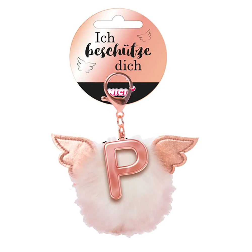 Nici Bag Pendant Plush Pompom Letter P Key Ring 1 Nici Bag Pendant Plush Pompom Letter P Key Ring