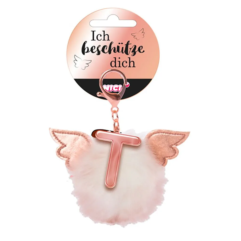 Nici Bag Pendant Plush Pompom Letter T Key Ring 1 Nici Bag Pendant Plush Pompom Letter T Key Ring