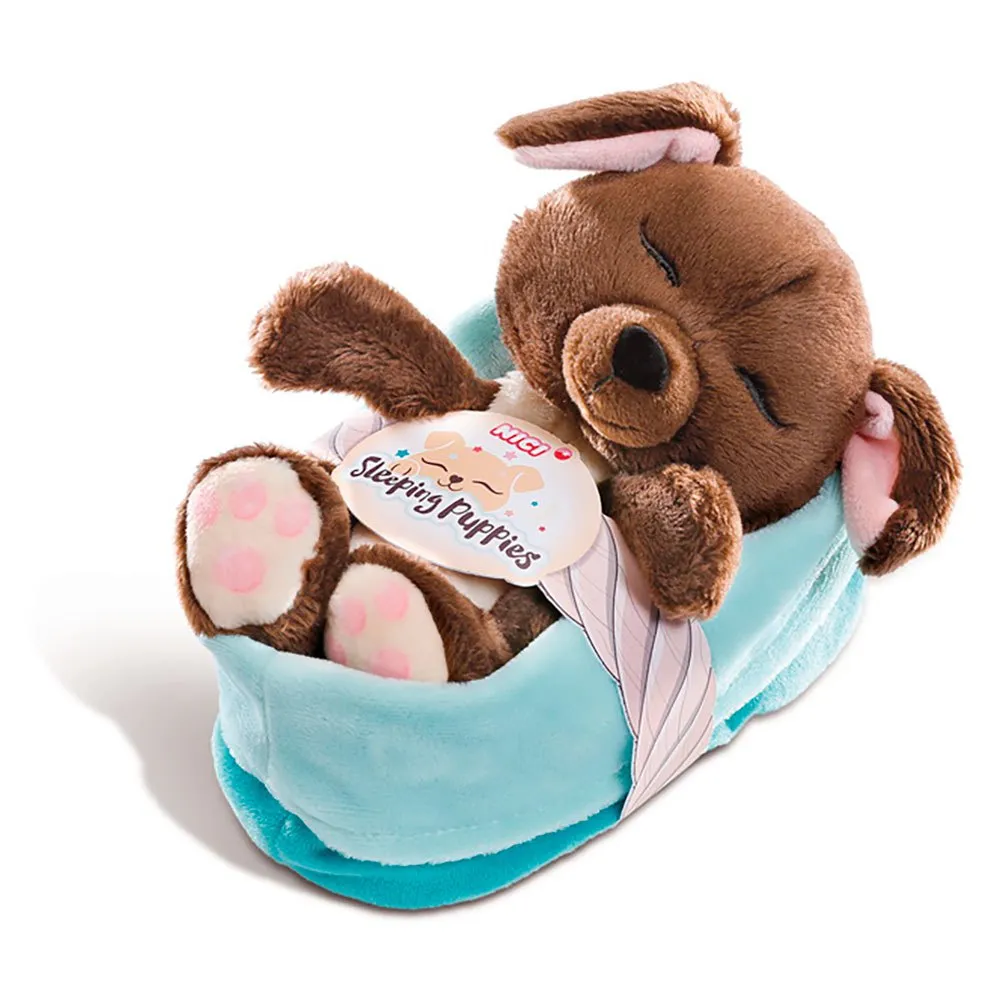 Nici Sleeping Puppies Dog 16 Cm Brown In Blue Green Teddy 1 Nici Sleeping Puppies Dog 16 Cm Brown In Blue Green Teddy