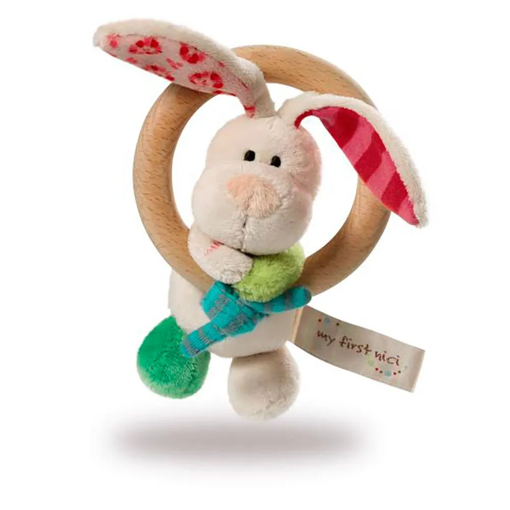 Nici Wooden Grasp Ring Rabbit Tilli With Bell Rattle 1 Nici Wooden Grasp Ring Rabbit Tilli With Bell Rattle
